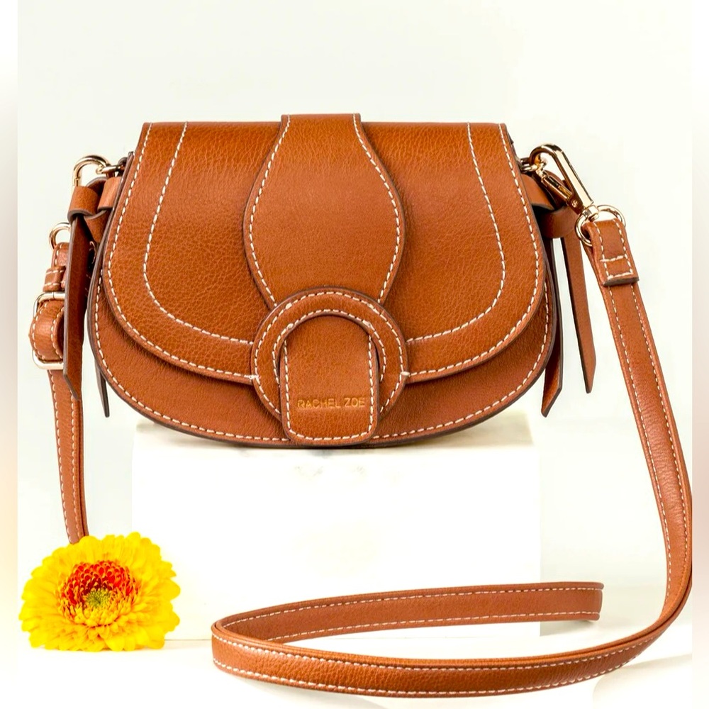 Rachel Zoe Collection Edessi Crossbody/Belt Purse Brown Saddle Bag Vegan Leather
